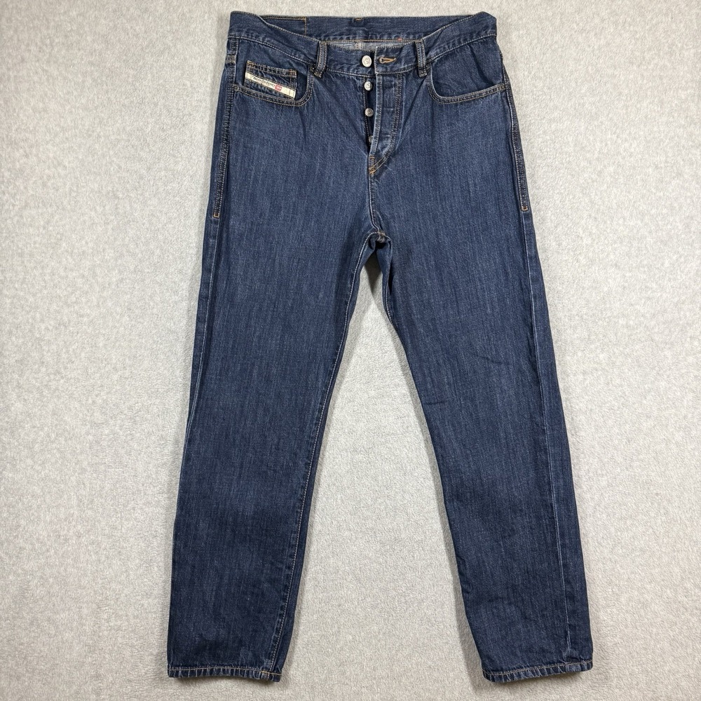 Diesel Jeans Mens 32x29 Blue Tapered Leg Button Fly Modern Dark Wash